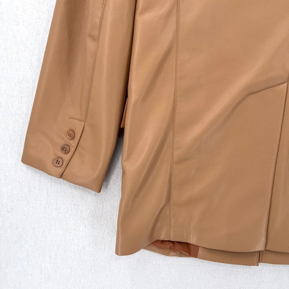 FRANKIES BIKINIS Vegan Leather Blazer Womens Small Tan Earth Oversized NWT - Picture 9 of 16